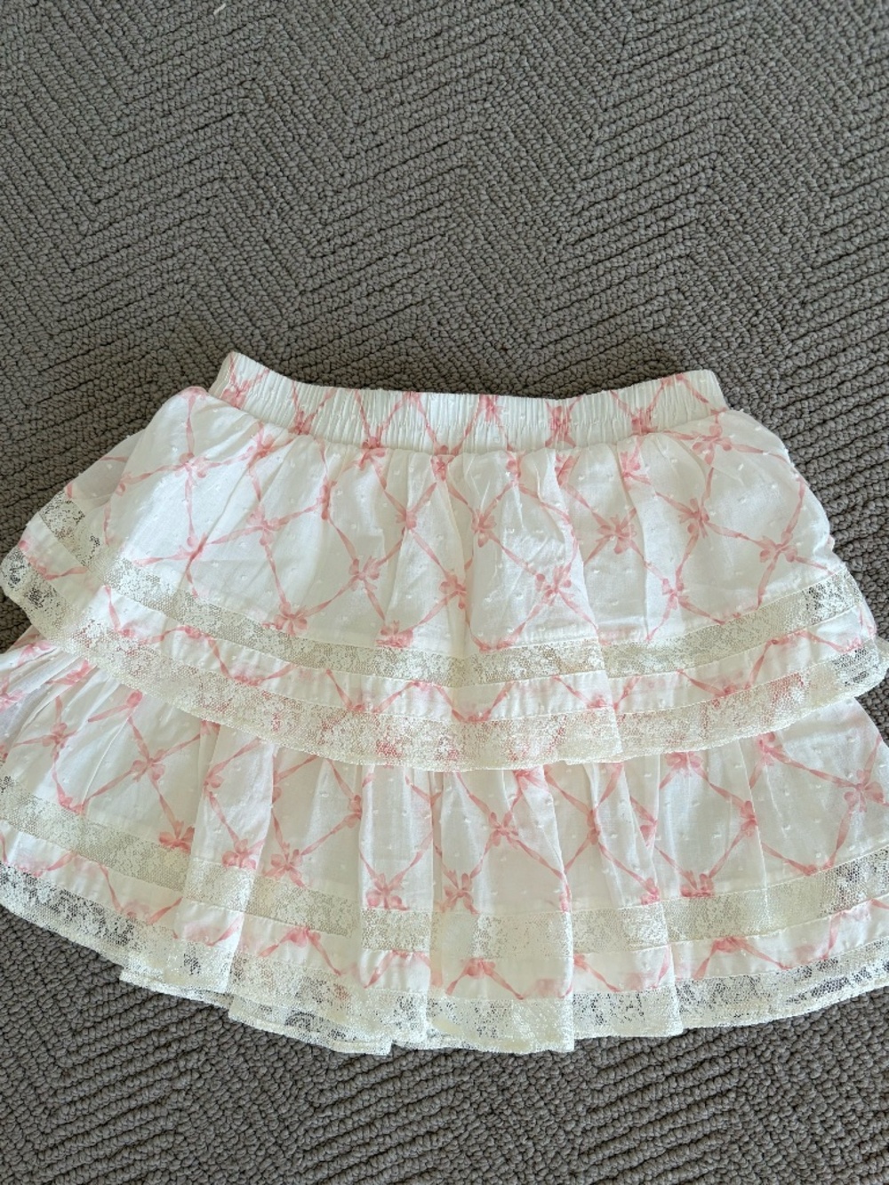 Pink and white Bow mini skirt- Francesca's